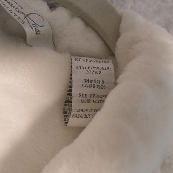 Jasmine Rose Robe Womens Large White Bathrobe Kimono Soft Fuzzy Belt Pockets - Picture 6 of 11